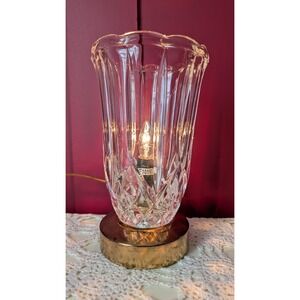 Vintage‎ Hollywood Regency Crystal Brass Accent Night Light Lamp - 7.5" MCM